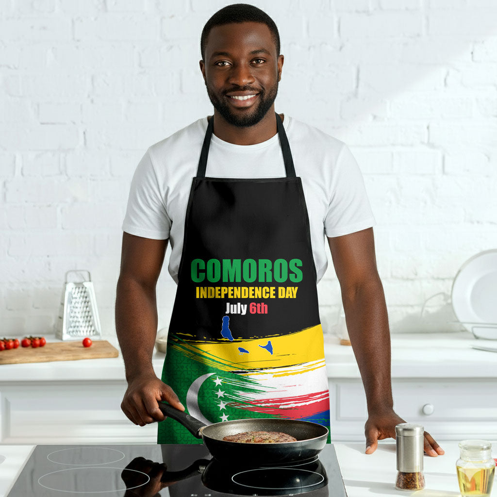 Comoros Independence Day Apron Comorian Flag Brush Stroke National Pride Graphic