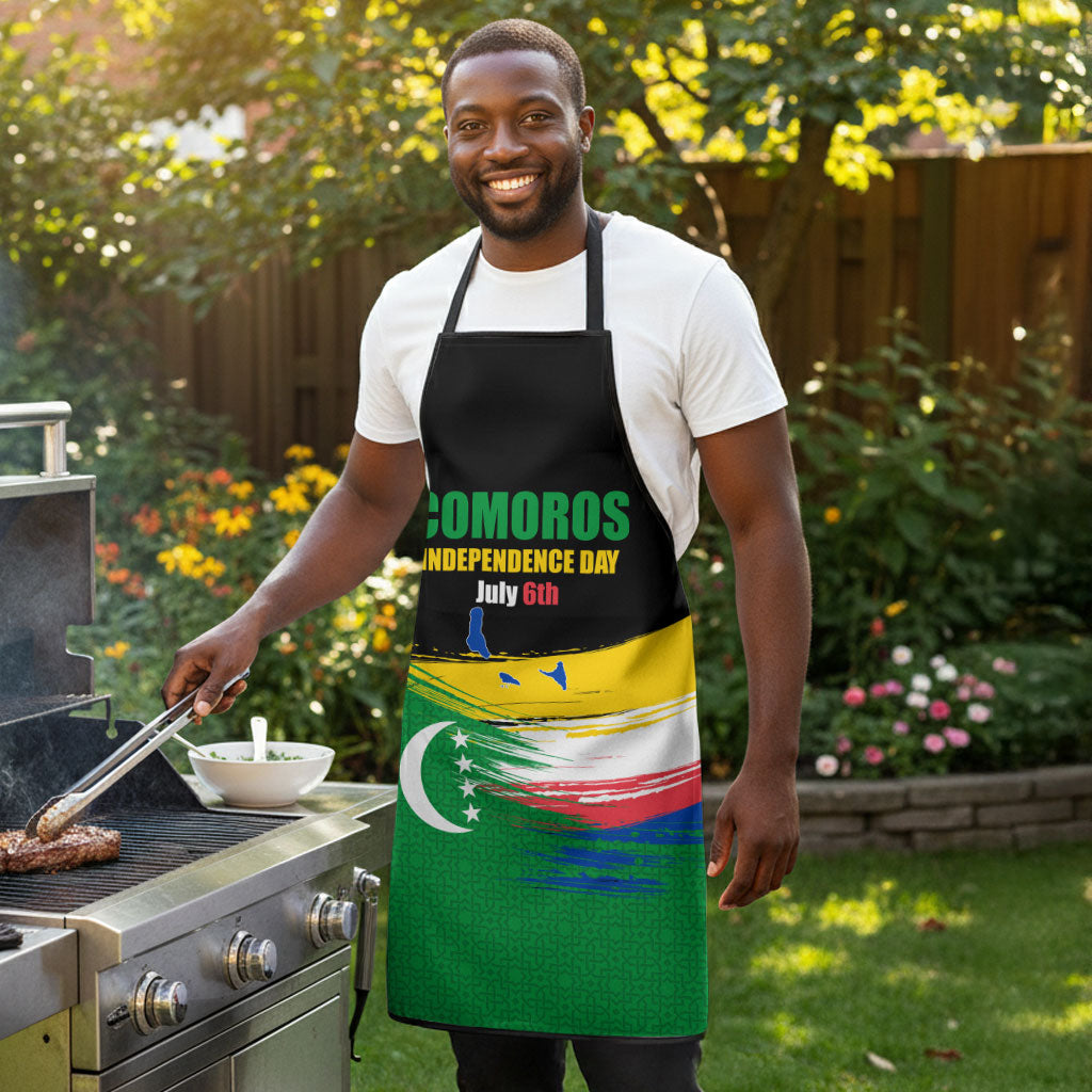Comoros Independence Day Apron Comorian Flag Brush Stroke National Pride Graphic