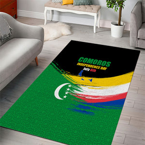 Comoros Independence Day Area Rug Comorian Flag Brush Stroke National Pride Graphic