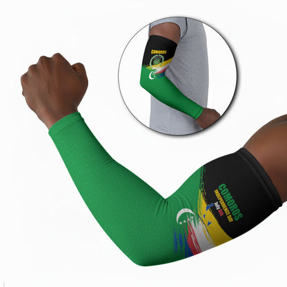 Comoros Independence Day Arm Sleeves Comorian Flag Brush Stroke National Pride Graphic