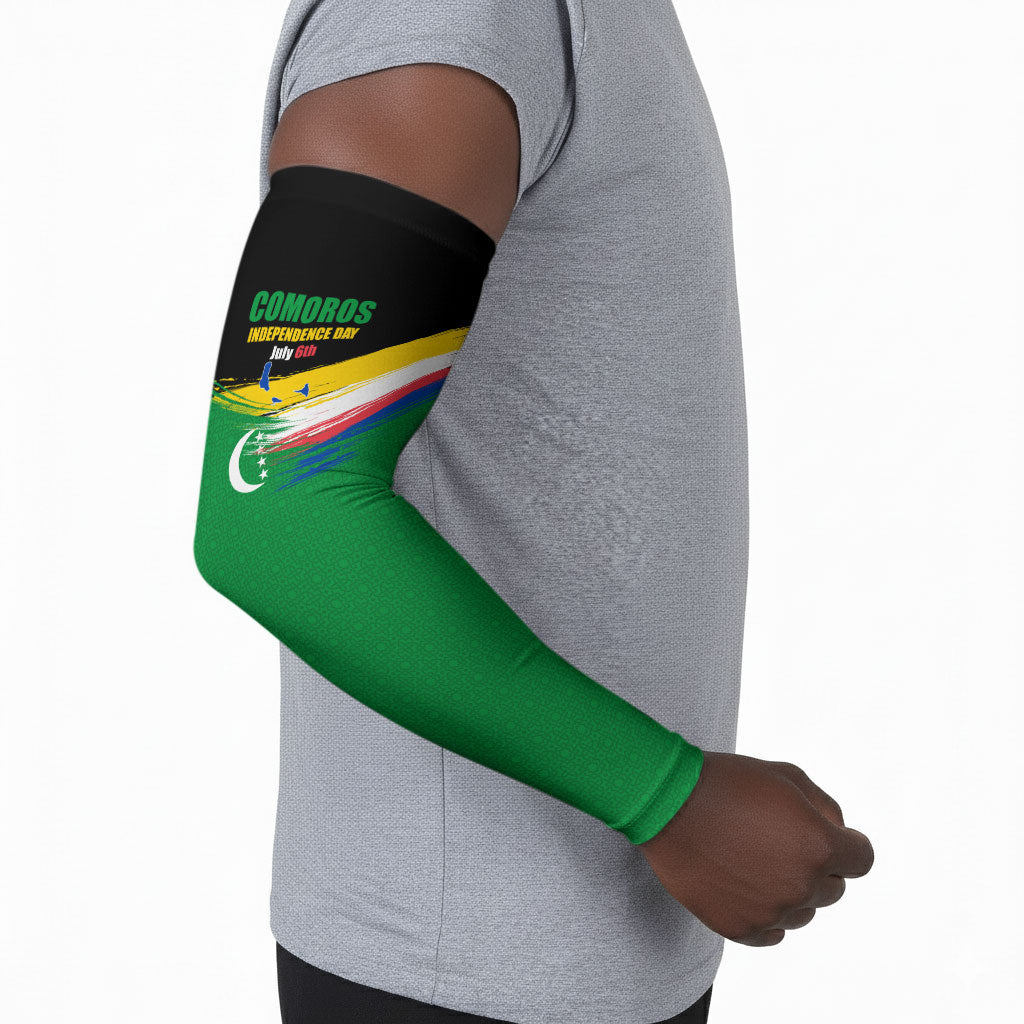 Comoros Independence Day Arm Sleeves Comorian Flag Brush Stroke National Pride Graphic