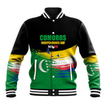Comoros Independence Day Baseball Jacket Comorian Flag Brush Stroke National Pride Graphic