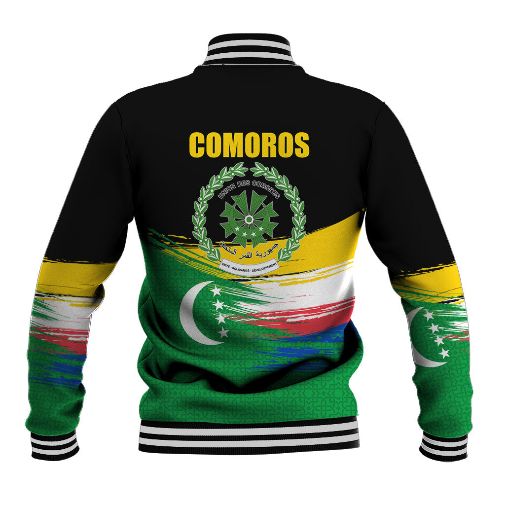 Comoros Independence Day Baseball Jacket Comorian Flag Brush Stroke National Pride Graphic