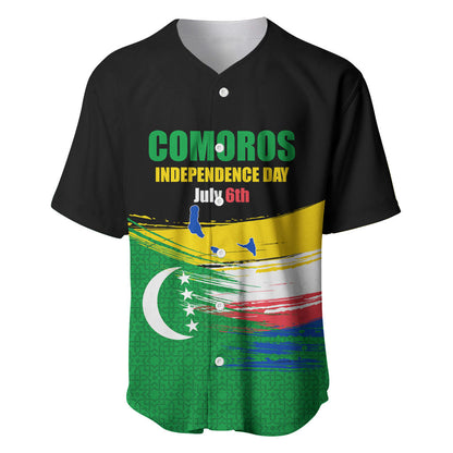 Comoros Independence Day Baseball Jersey Comorian Flag Brush Stroke National Pride Graphic