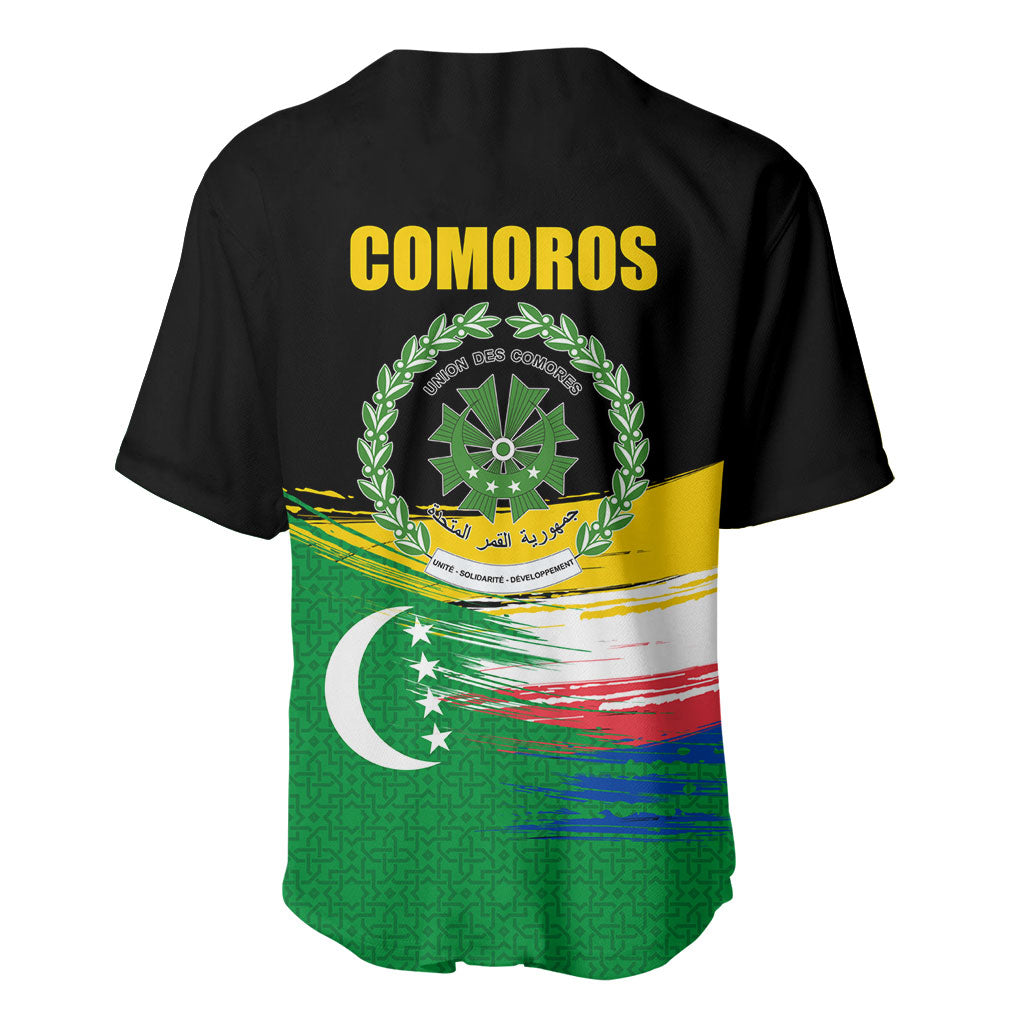 Comoros Independence Day Baseball Jersey Comorian Flag Brush Stroke National Pride Graphic