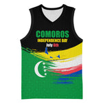 Comoros Independence Day Basketball Jersey Comorian Flag Brush Stroke National Pride Graphic
