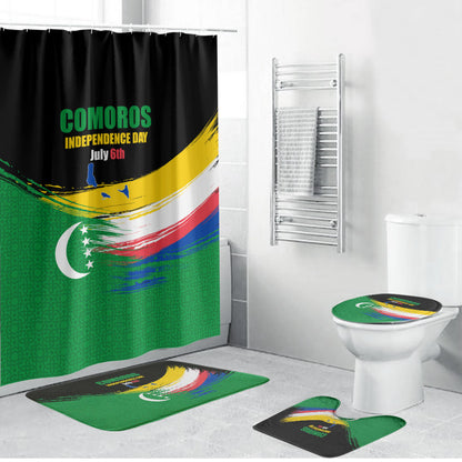 Comoros Independence Day Bathroom Set Comorian Flag Brush Stroke National Pride Graphic