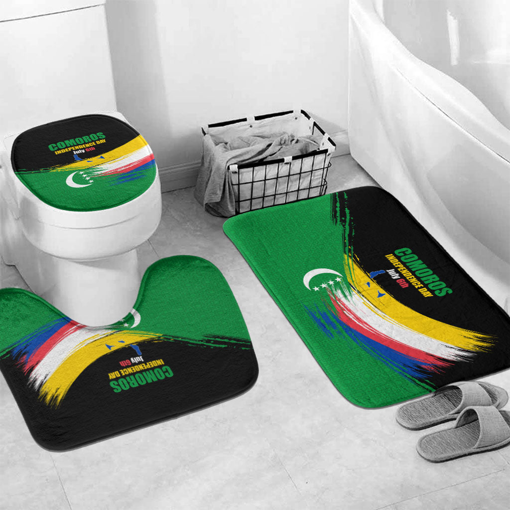 Comoros Independence Day Bathroom Set Comorian Flag Brush Stroke National Pride Graphic