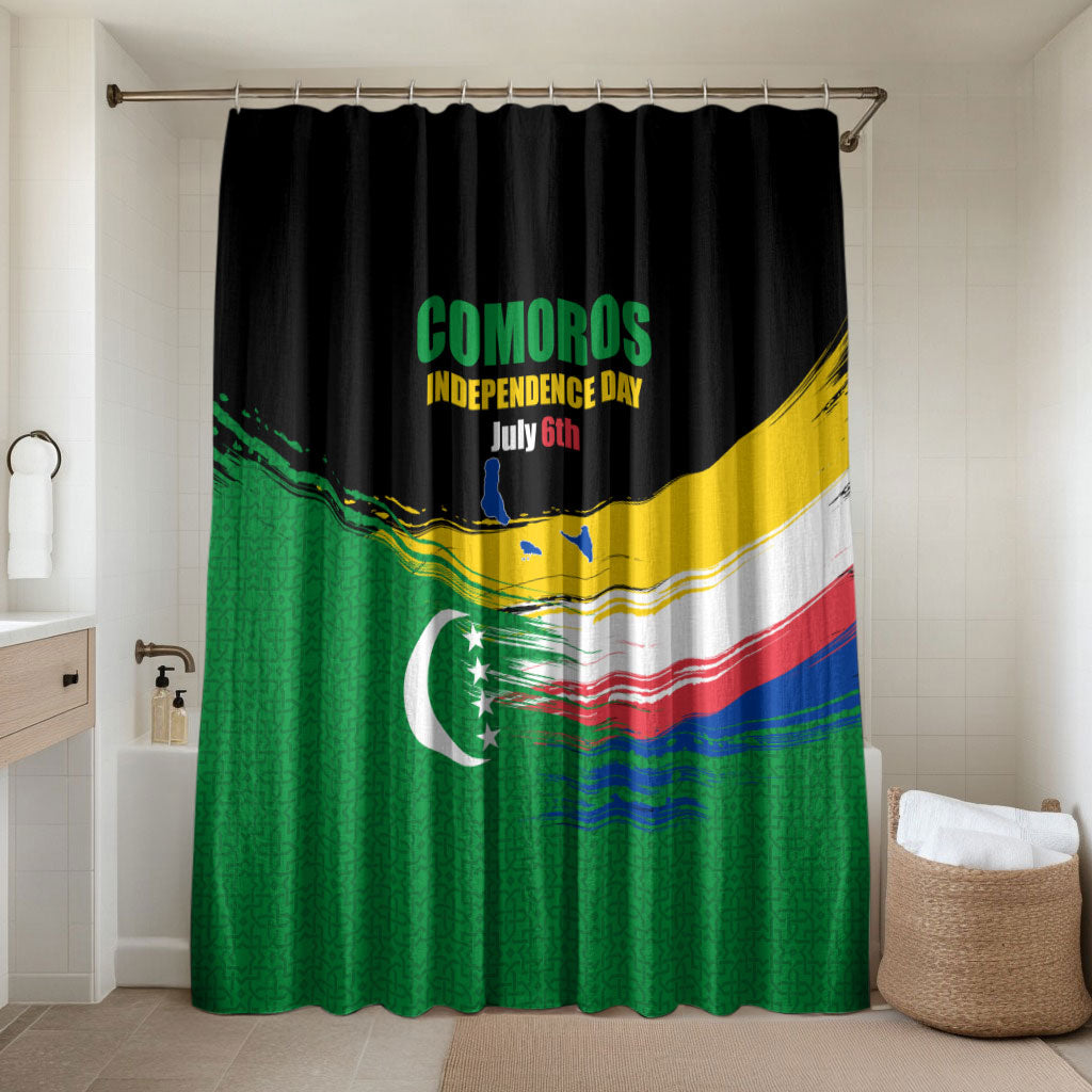 Comoros Independence Day Bathroom Set Comorian Flag Brush Stroke National Pride Graphic