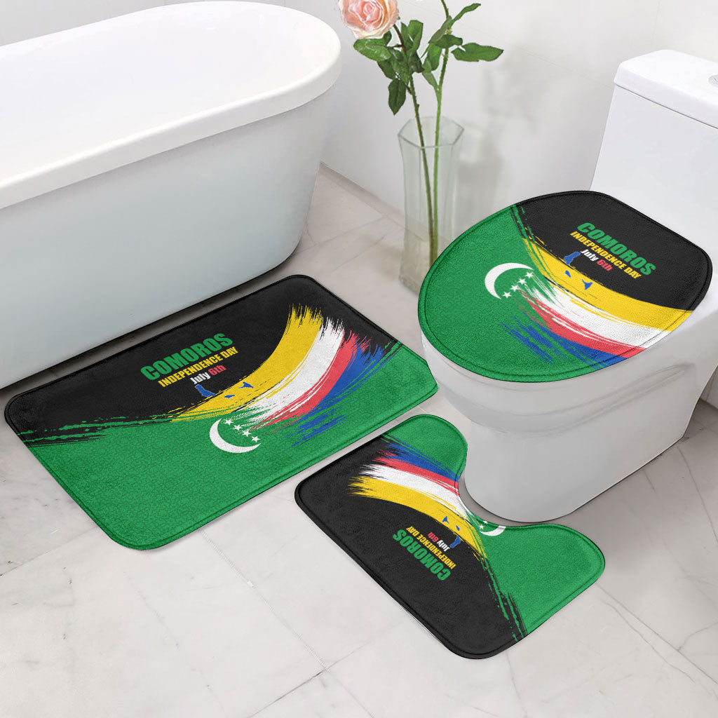 Comoros Independence Day Bathroom Set Comorian Flag Brush Stroke National Pride Graphic