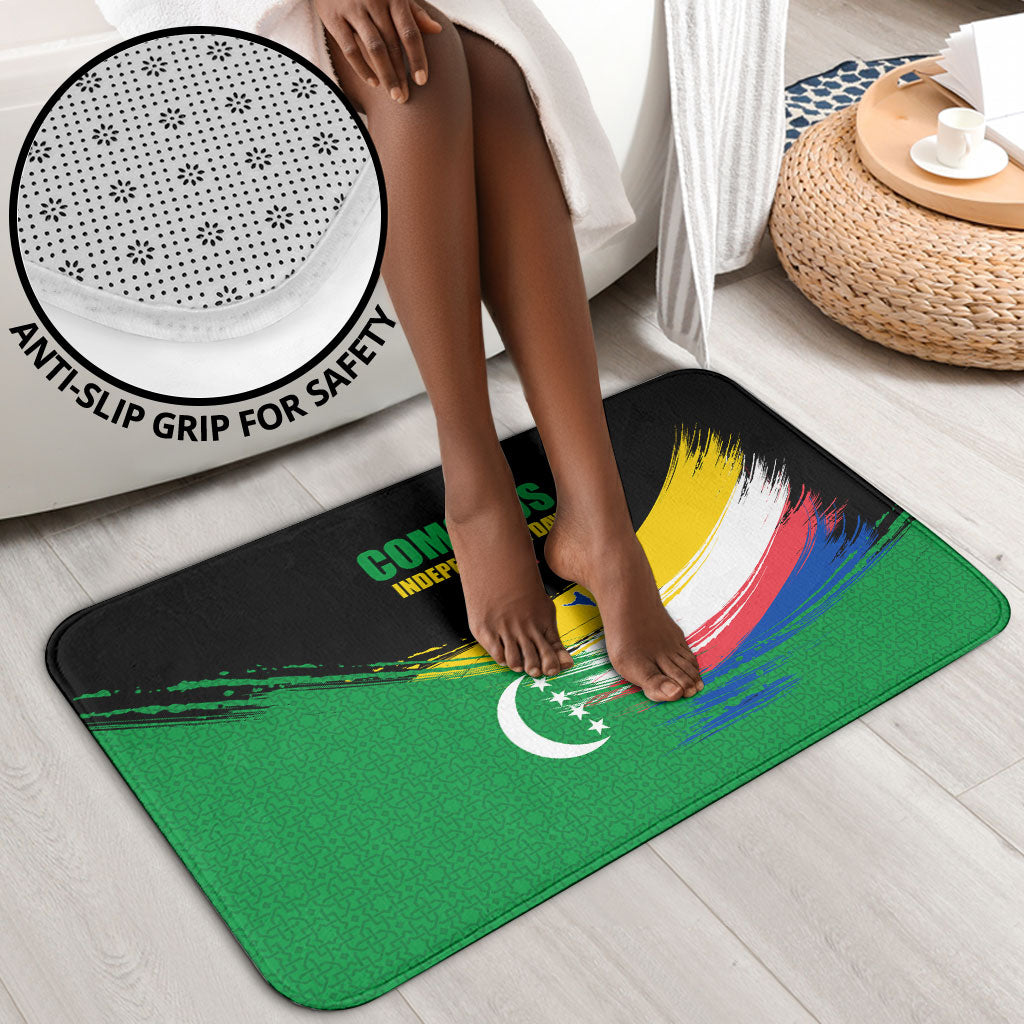 Comoros Independence Day Bathroom Set Comorian Flag Brush Stroke National Pride Graphic