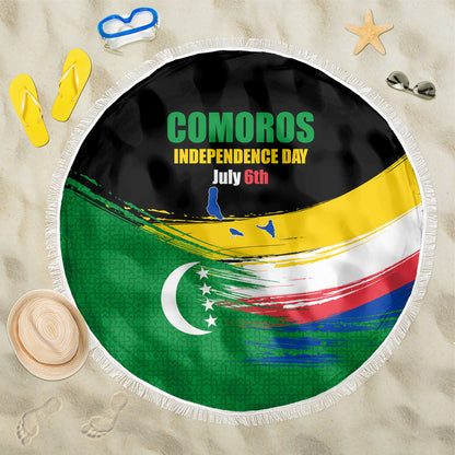 Comoros Independence Day Beach Blanket Comorian Flag Brush Stroke National Pride Graphic