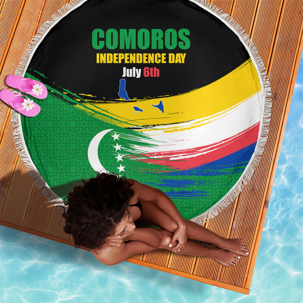 Comoros Independence Day Beach Blanket Comorian Flag Brush Stroke National Pride Graphic