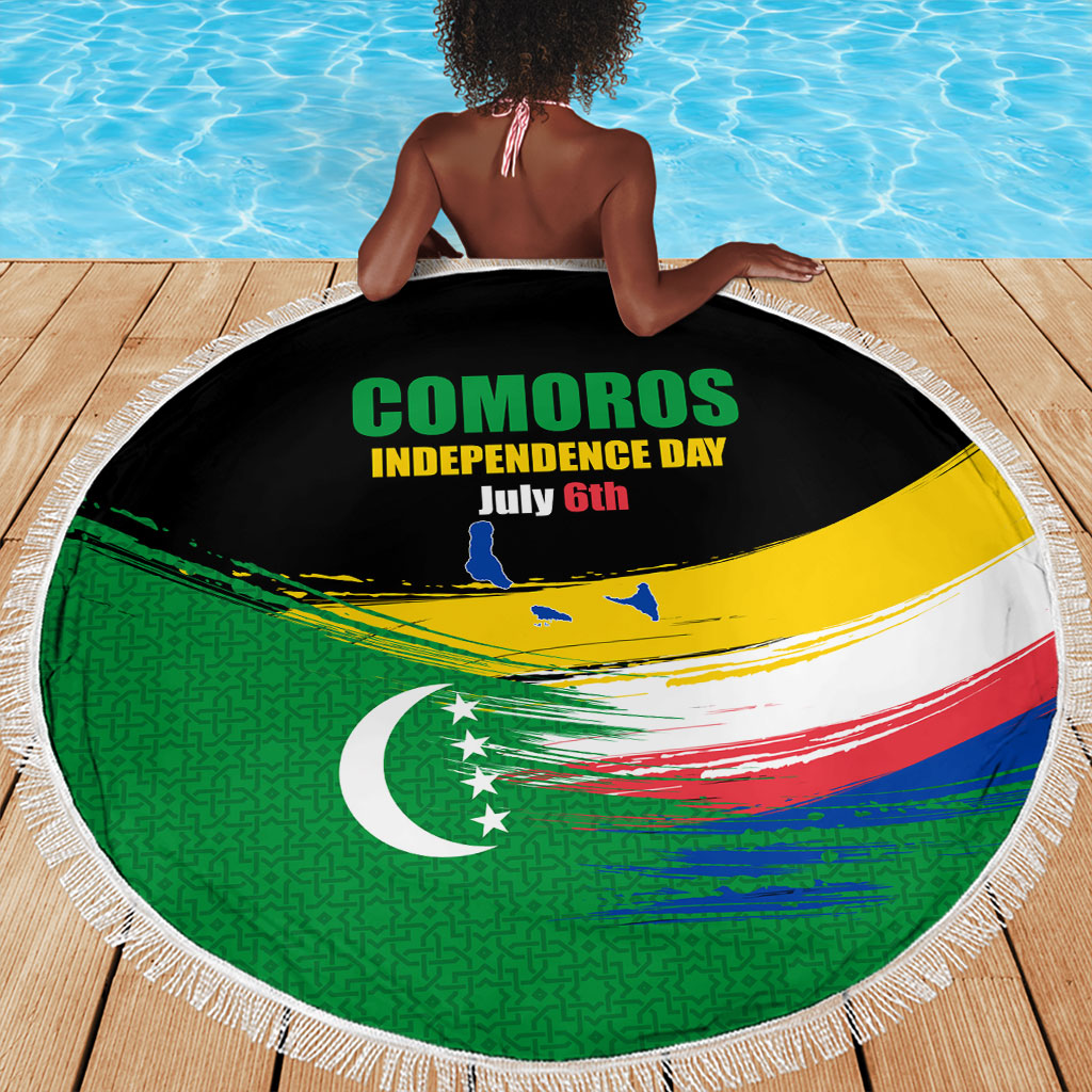 Comoros Independence Day Beach Blanket Comorian Flag Brush Stroke National Pride Graphic
