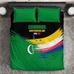 Comoros Independence Day Bedding Set Comorian Flag Brush Stroke National Pride Graphic