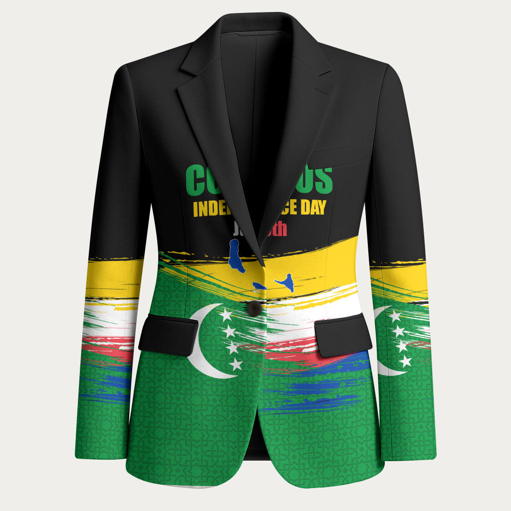 Comoros Independence Day Blazer Comorian Flag Brush Stroke National Pride Graphic