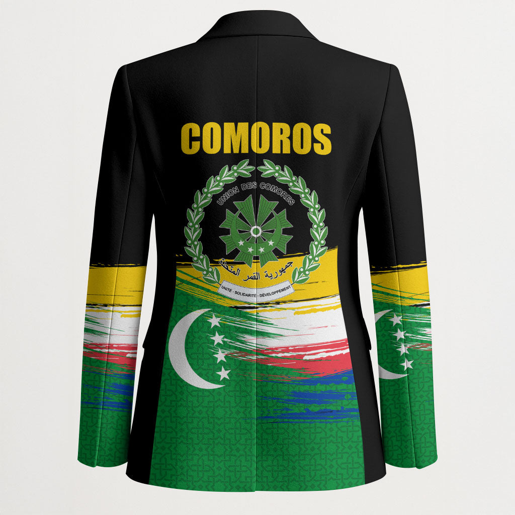 Comoros Independence Day Blazer Comorian Flag Brush Stroke National Pride Graphic