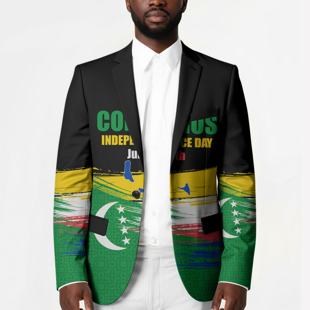 Comoros Independence Day Blazer Comorian Flag Brush Stroke National Pride Graphic