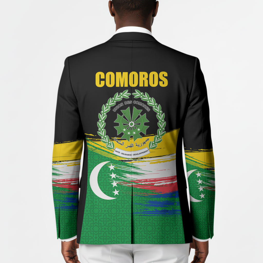 Comoros Independence Day Blazer Comorian Flag Brush Stroke National Pride Graphic