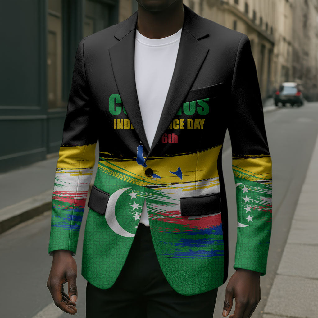 Comoros Independence Day Blazer Comorian Flag Brush Stroke National Pride Graphic
