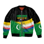 Comoros Independence Day Bomber Jacket Comorian Flag Brush Stroke National Pride Graphic