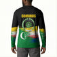 Comoros Independence Day Button Sweatshirt Comorian Flag Brush Stroke National Pride Graphic