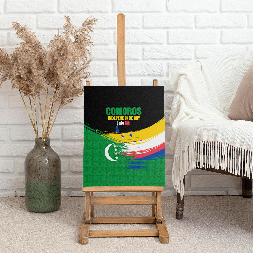 Comoros Independence Day Canvas Wall Art Comorian Flag Brush Stroke National Pride Graphic