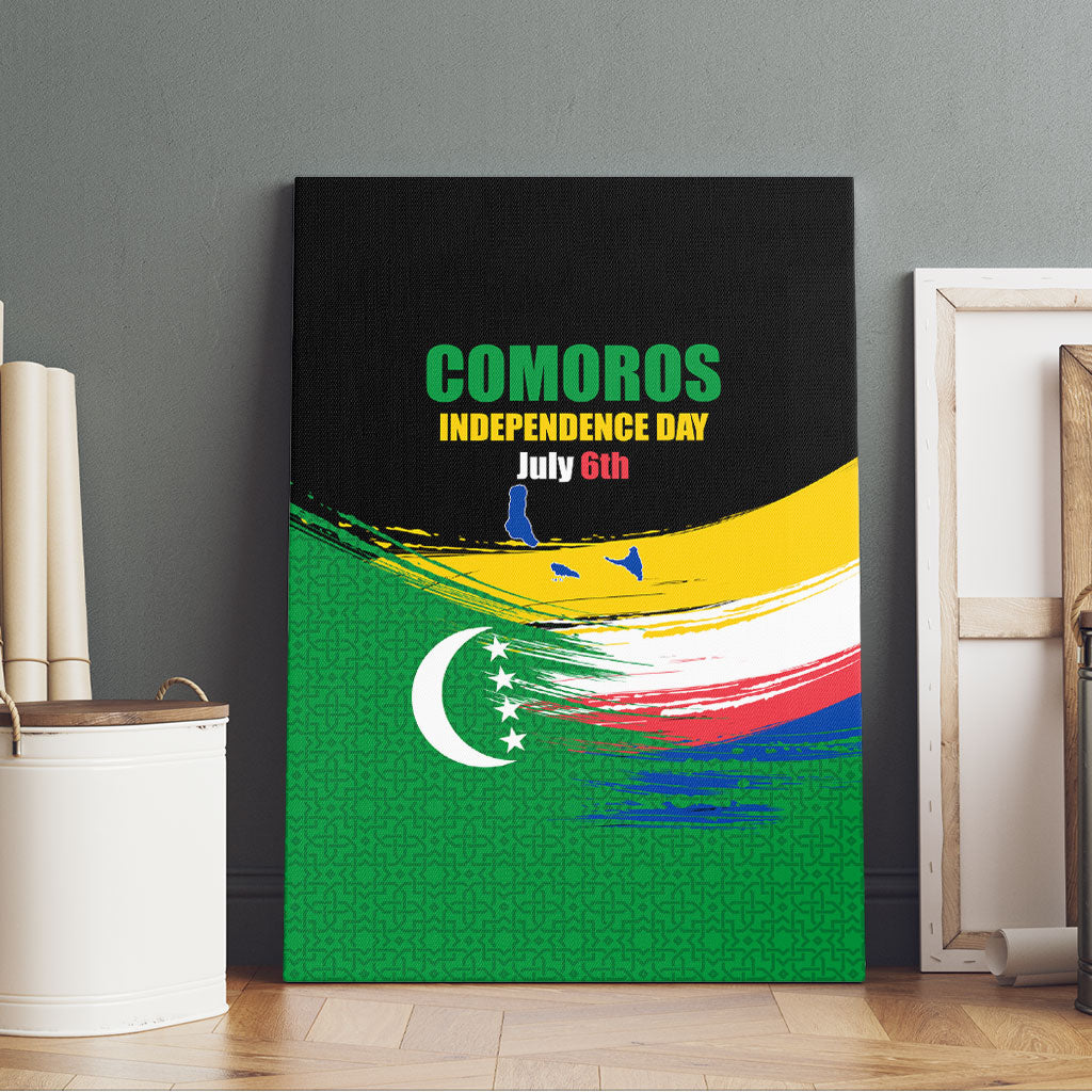 Comoros Independence Day Canvas Wall Art Comorian Flag Brush Stroke National Pride Graphic