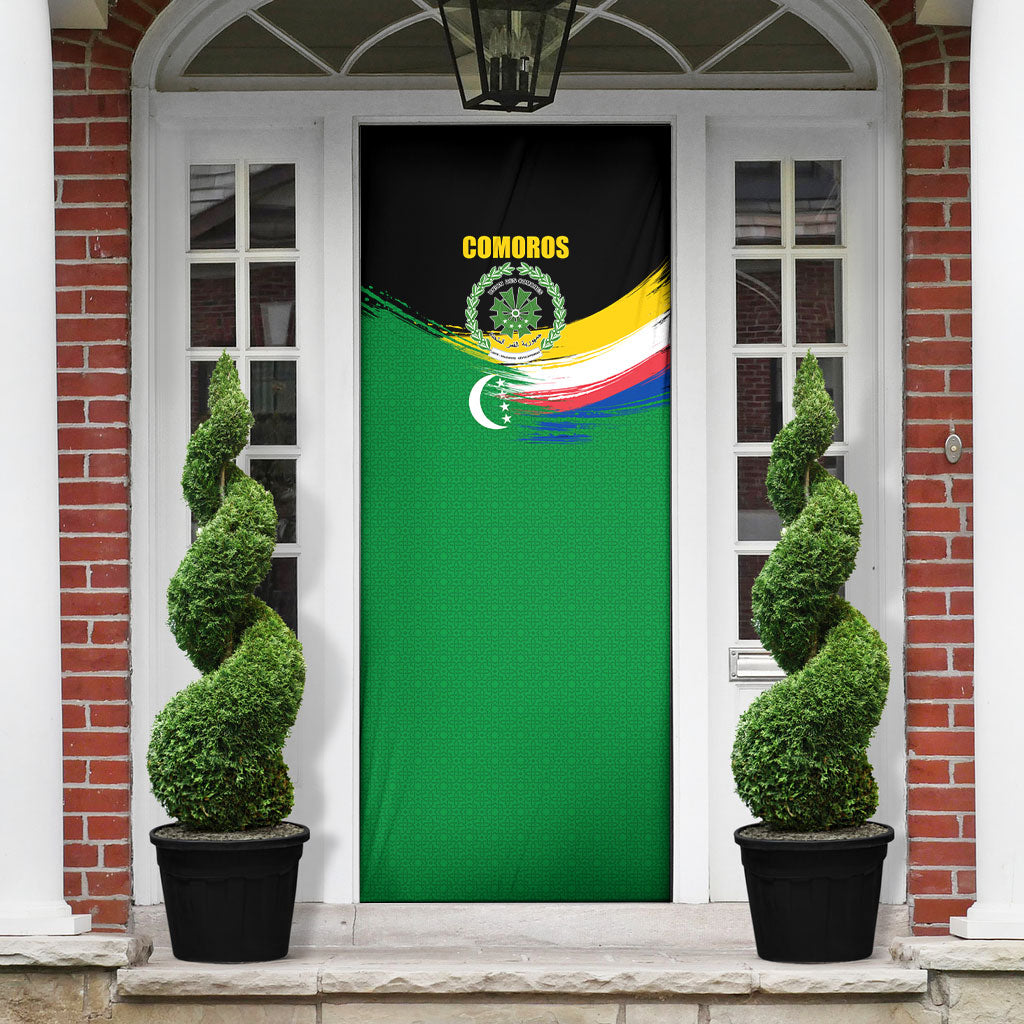 Comoros Independence Day Door Cover Comorian Flag Brush Stroke National Pride Graphic