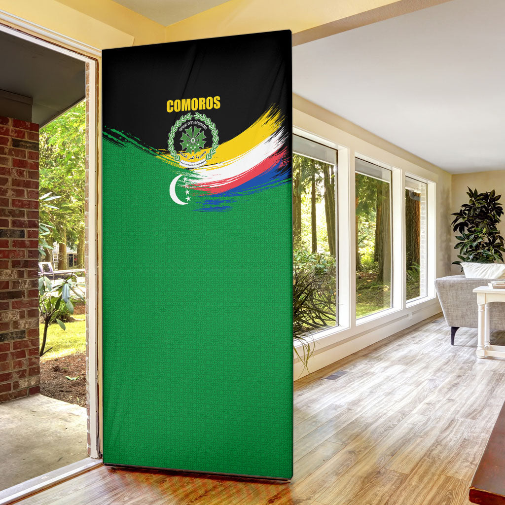 Comoros Independence Day Door Cover Comorian Flag Brush Stroke National Pride Graphic
