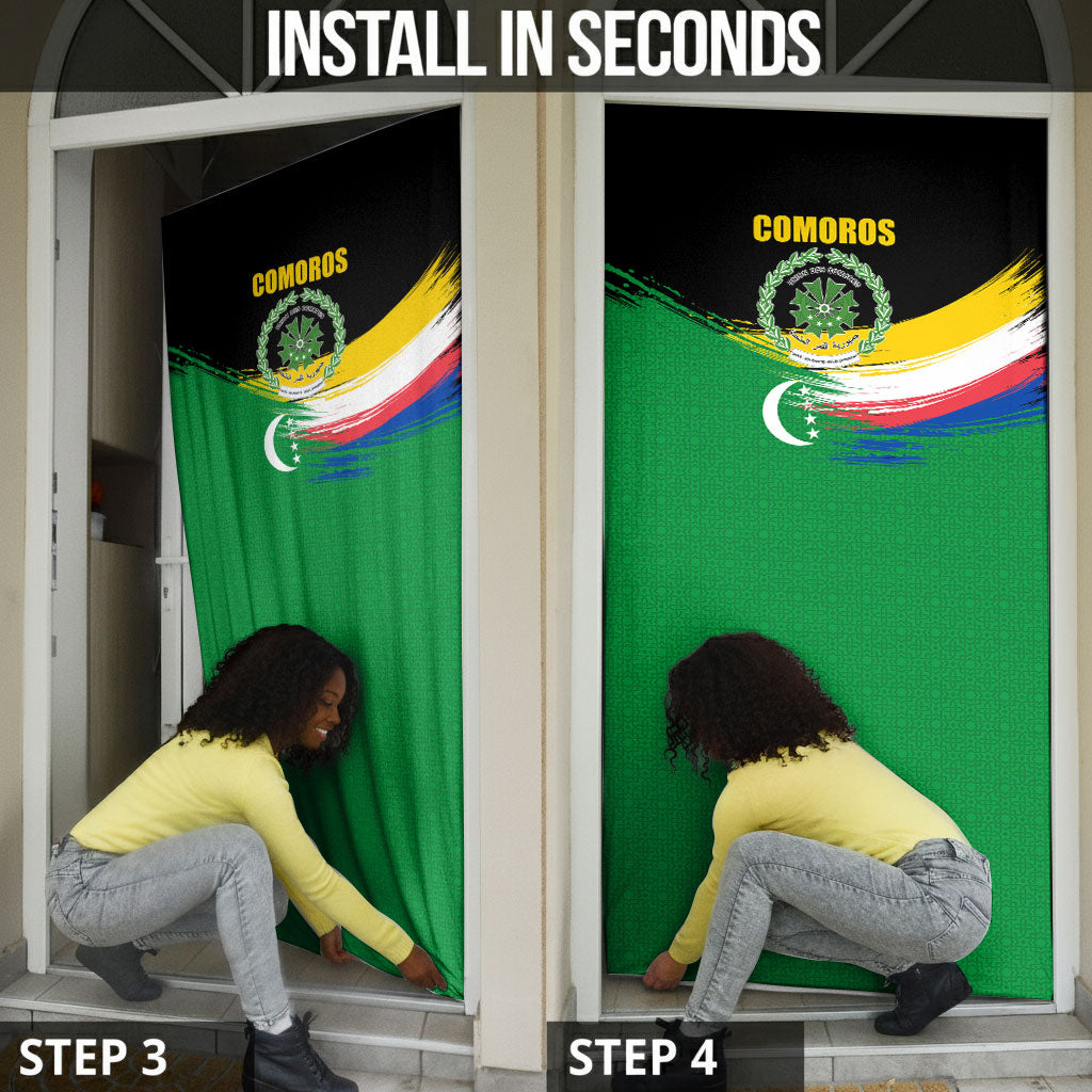 Comoros Independence Day Door Cover Comorian Flag Brush Stroke National Pride Graphic