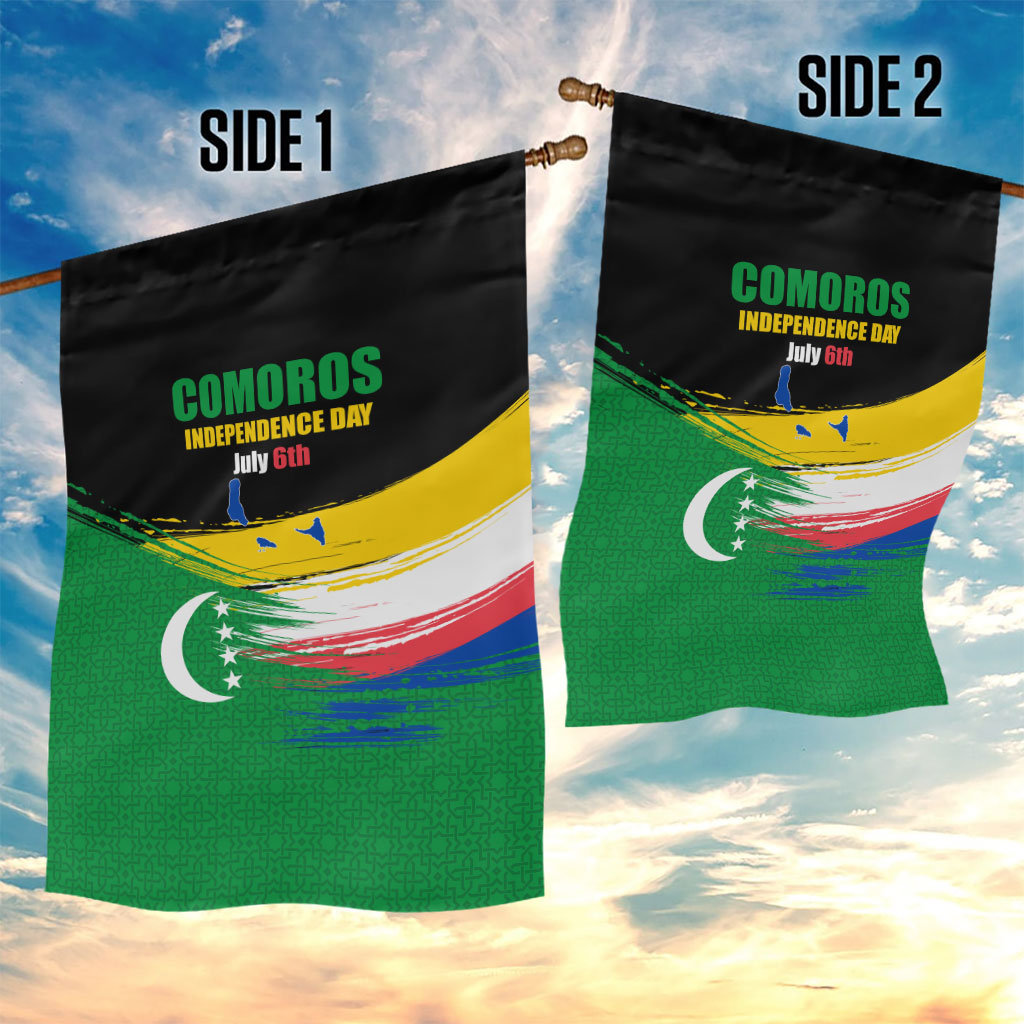 Comoros Independence Day Garden Flag Comorian Flag Brush Stroke National Pride Graphic