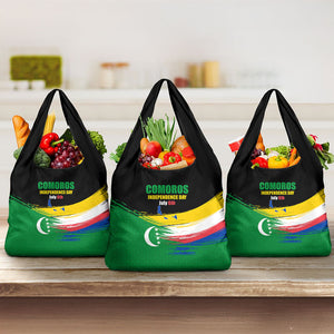 Comoros Independence Day Grocery Bag Comorian Flag Brush Stroke National Pride Graphic