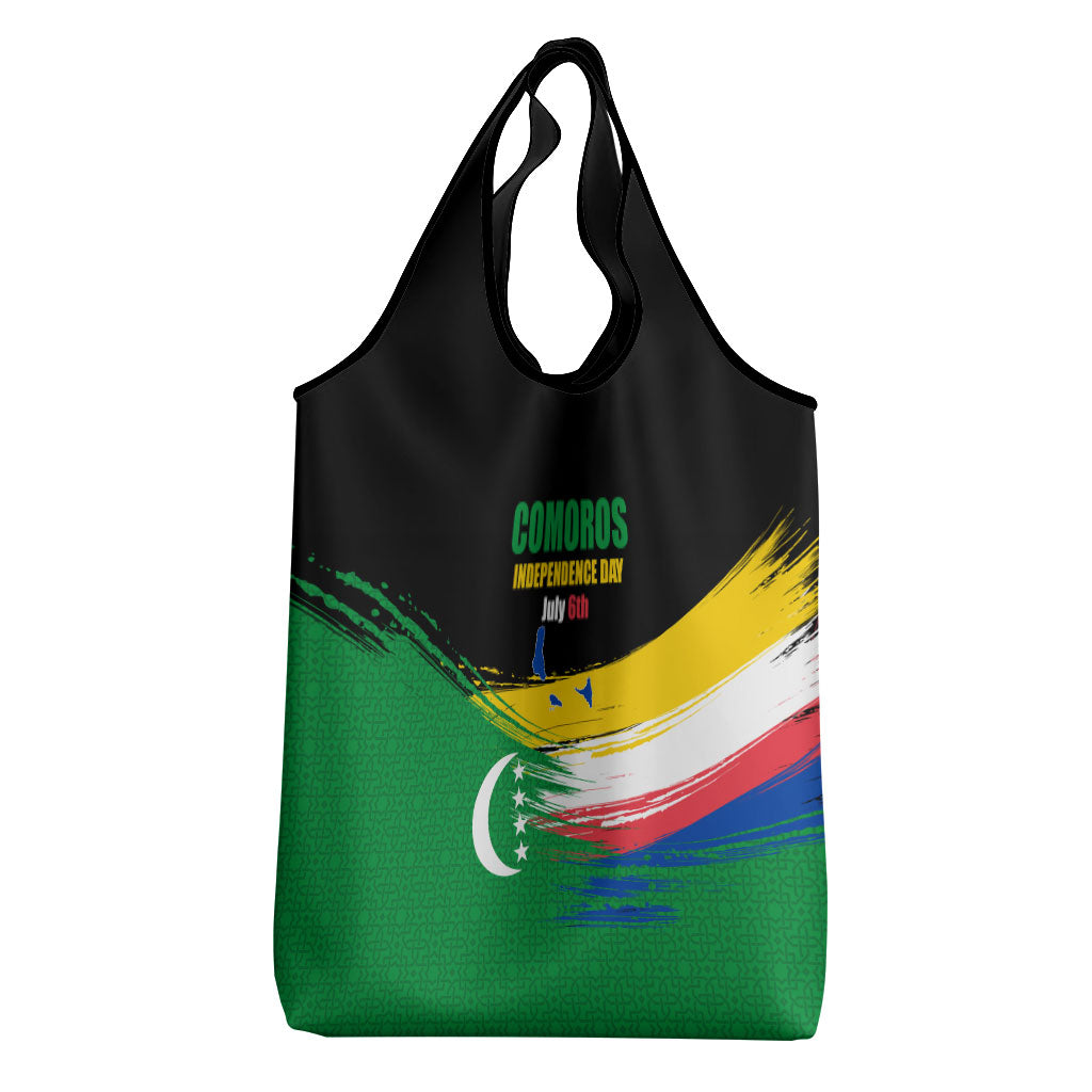 Comoros Independence Day Grocery Bag Comorian Flag Brush Stroke National Pride Graphic