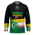 Comoros Independence Day Hockey Jersey Comorian Flag Brush Stroke National Pride Graphic