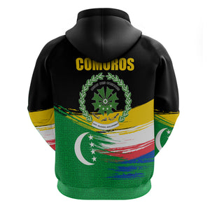 Comoros Independence Day Hoodie Comorian Flag Brush Stroke National Pride Graphic