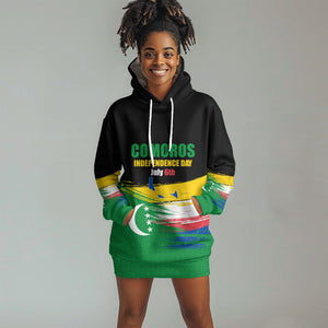 Comoros Independence Day Hoodie Dress Comorian Flag Brush Stroke National Pride Graphic