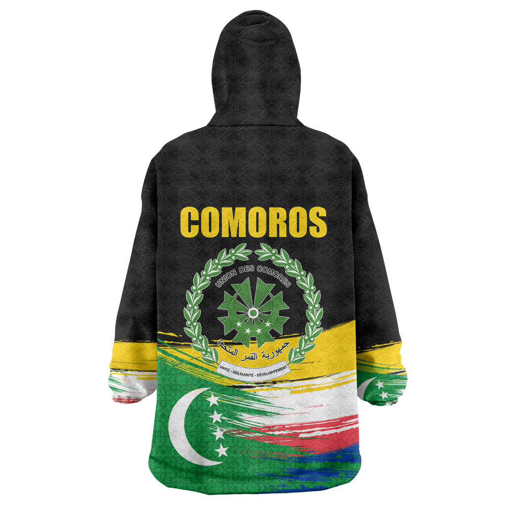 Comoros Independence Day Kid Wearable Blanket Hoodie Comorian Flag Brush Stroke National Pride Graphic