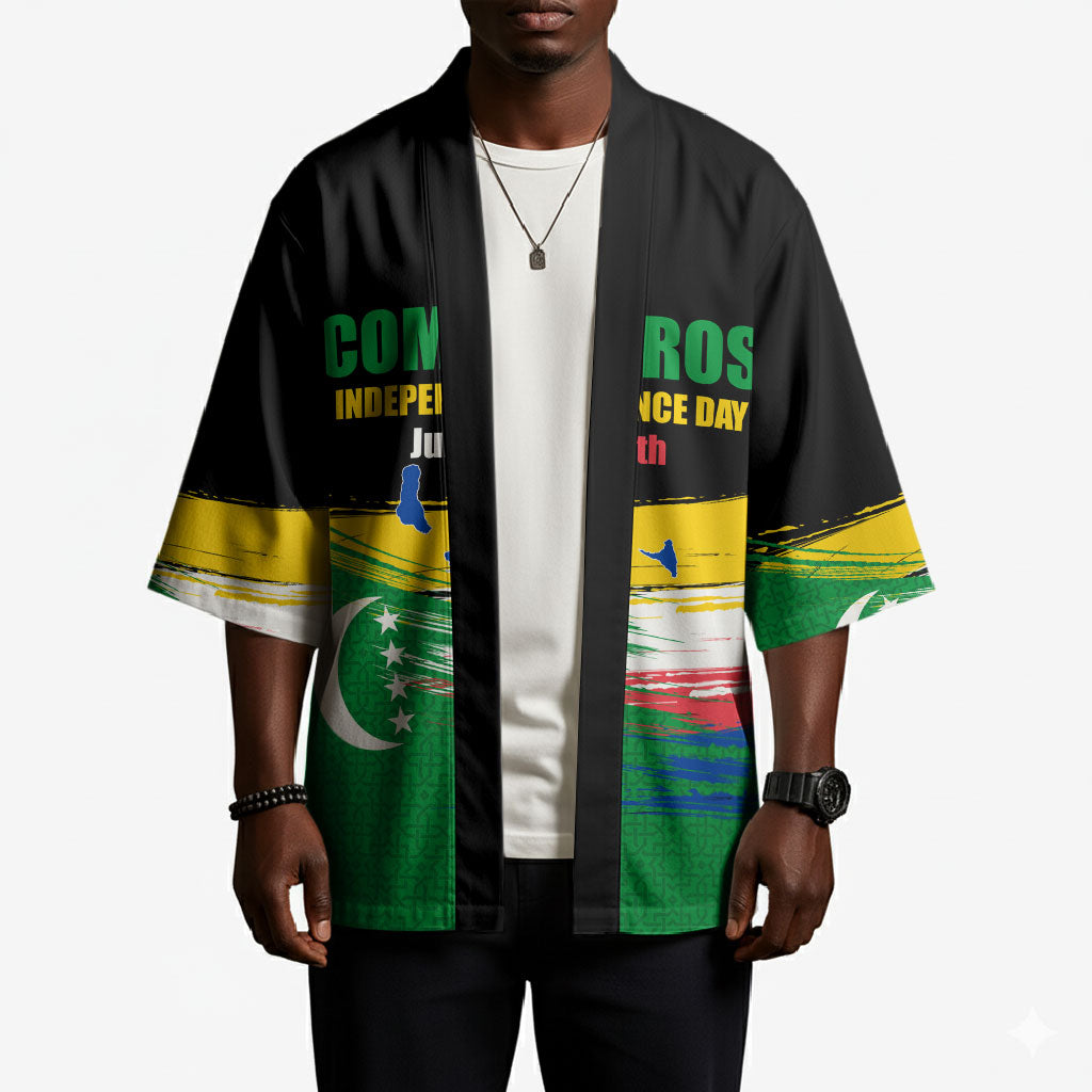Comoros Independence Day Kimono Comorian Flag Brush Stroke National Pride Graphic