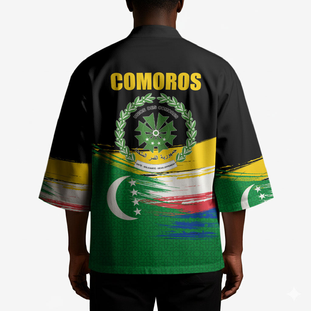 Comoros Independence Day Kimono Comorian Flag Brush Stroke National Pride Graphic