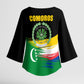 Comoros Independence Day Kimono Sleeve Blouse Comorian Flag Brush Stroke National Pride Graphic