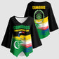 Comoros Independence Day Kimono Sleeve Blouse Comorian Flag Brush Stroke National Pride Graphic