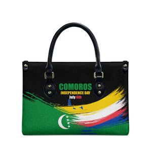 Comoros Independence Day Leather Bag Comorian Flag Brush Stroke National Pride Graphic