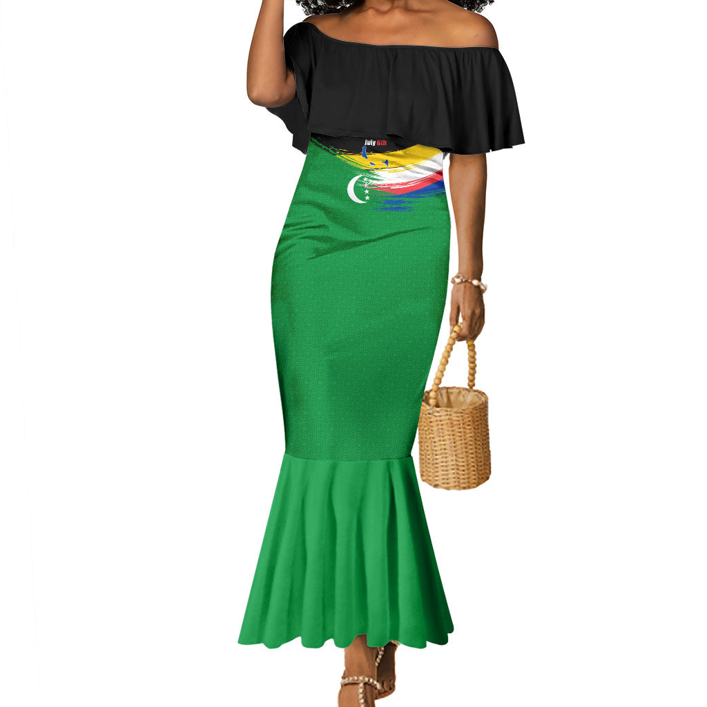 Comoros Independence Day Mermaid Dress Comorian Flag Brush Stroke National Pride Graphic