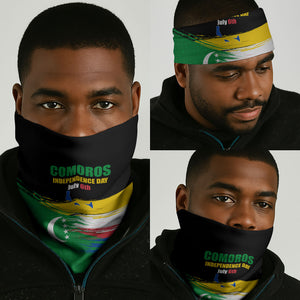 Comoros Independence Day Neck Gaiter Comorian Flag Brush Stroke National Pride Graphic