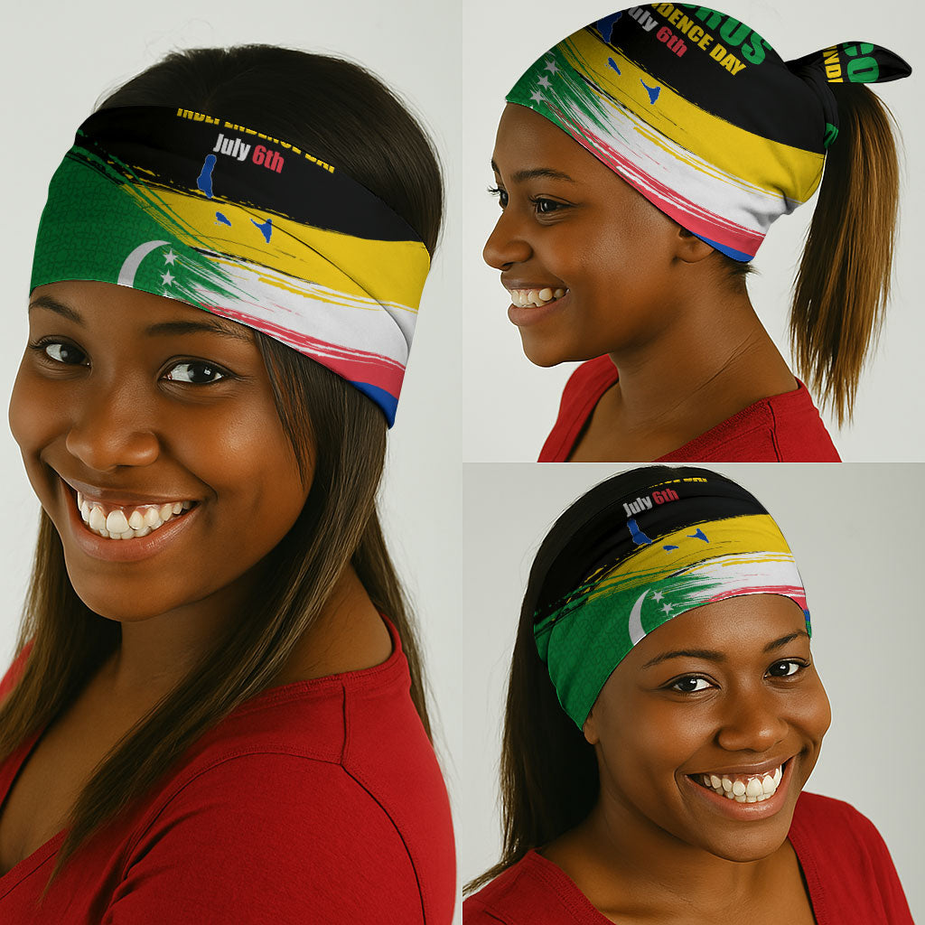 Comoros Independence Day Neck Gaiter Comorian Flag Brush Stroke National Pride Graphic