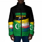 Comoros Independence Day Padded Jacket Comorian Flag Brush Stroke National Pride Graphic