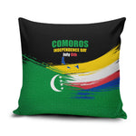 Comoros Independence Day Pillow Cover Comorian Flag Brush Stroke National Pride Graphic