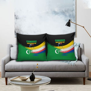 Comoros Independence Day Pillow Cover Comorian Flag Brush Stroke National Pride Graphic