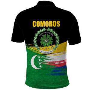 Comoros Independence Day Polo Shirt Comorian Flag Brush Stroke National Pride Graphic